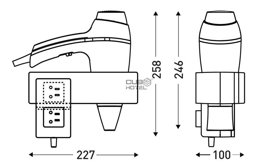 Secador de Cabelo Com Suporte de Parede